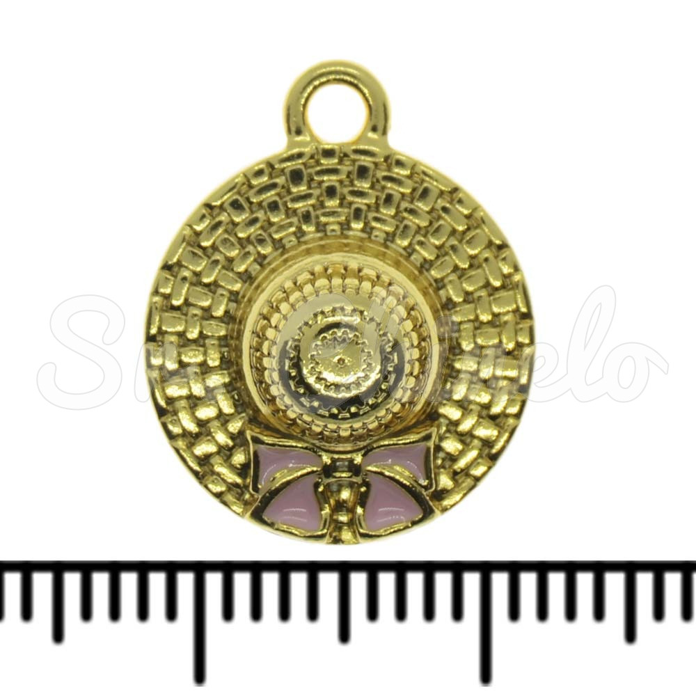 Pingente, Chapéu de Palha, Ouro, Rosa
