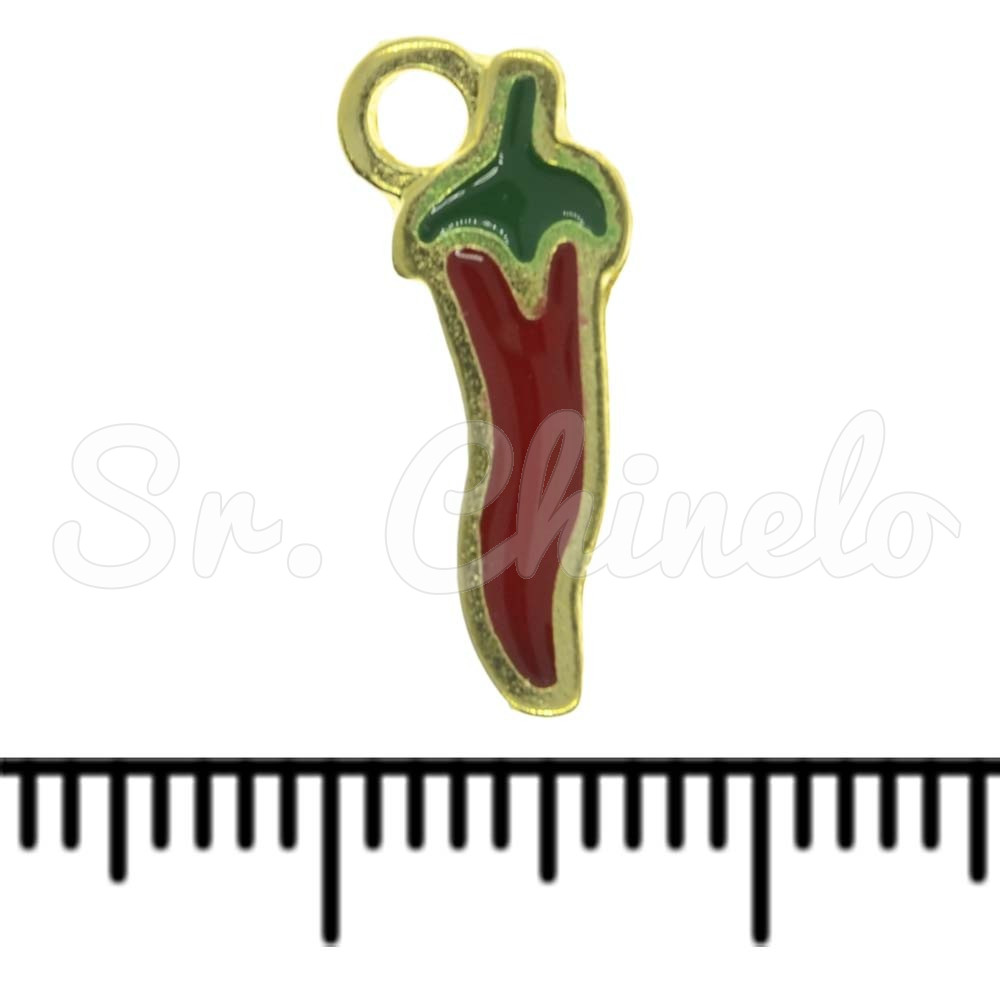 Pingente, Pimenta, Ouro, Vermelho/Verde