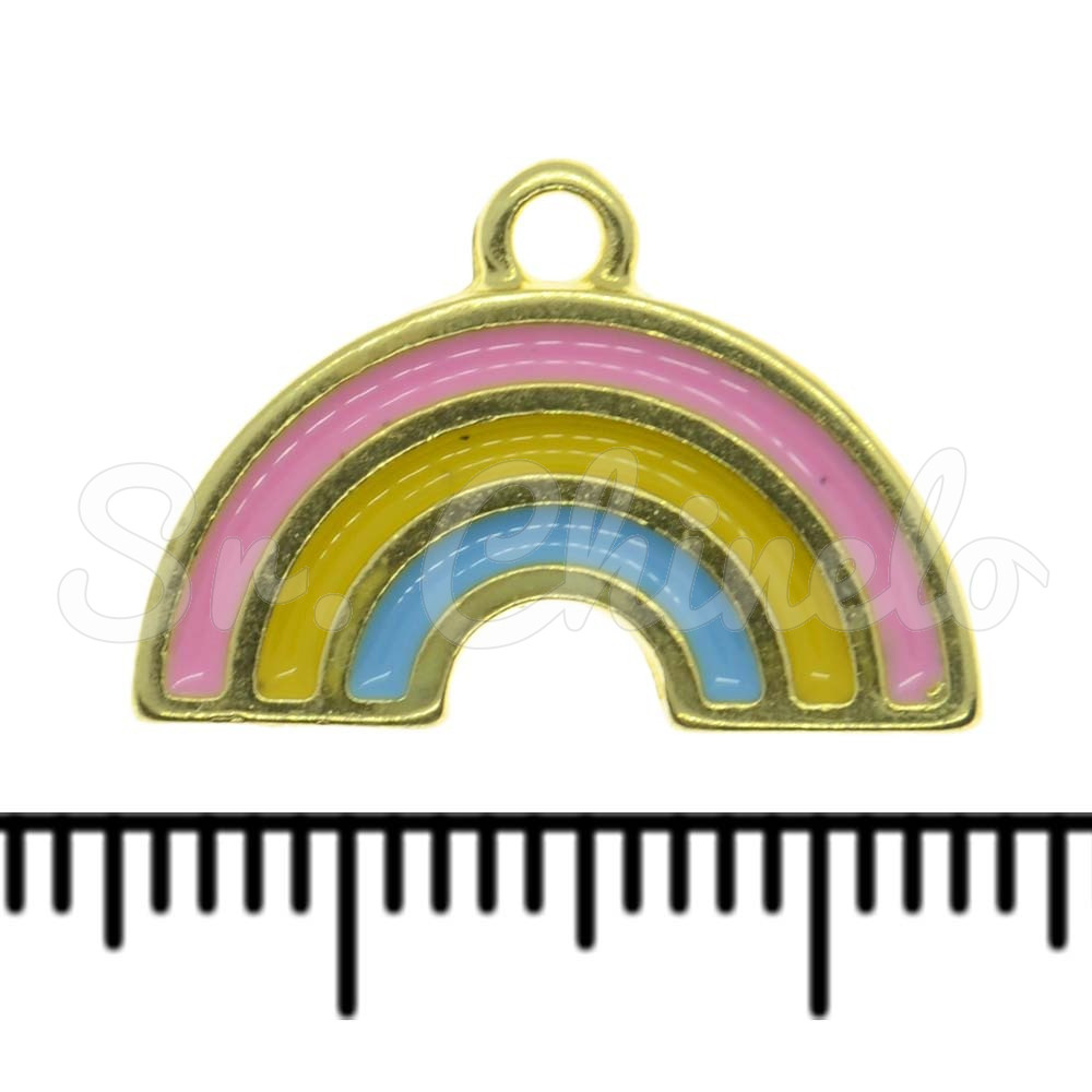 Pingente, Arco-Íris, Ouro, Azul/Amarelo/Rosa