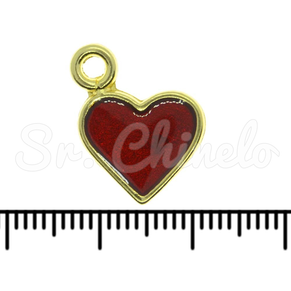 Pingente, Coração, Ouro, Vermelho