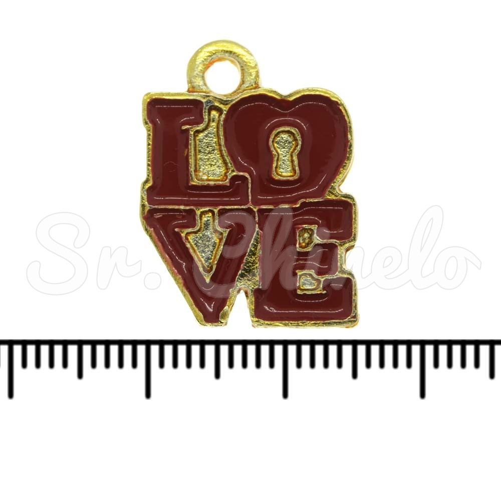 Pingente, Love, Ouro, Vermelho