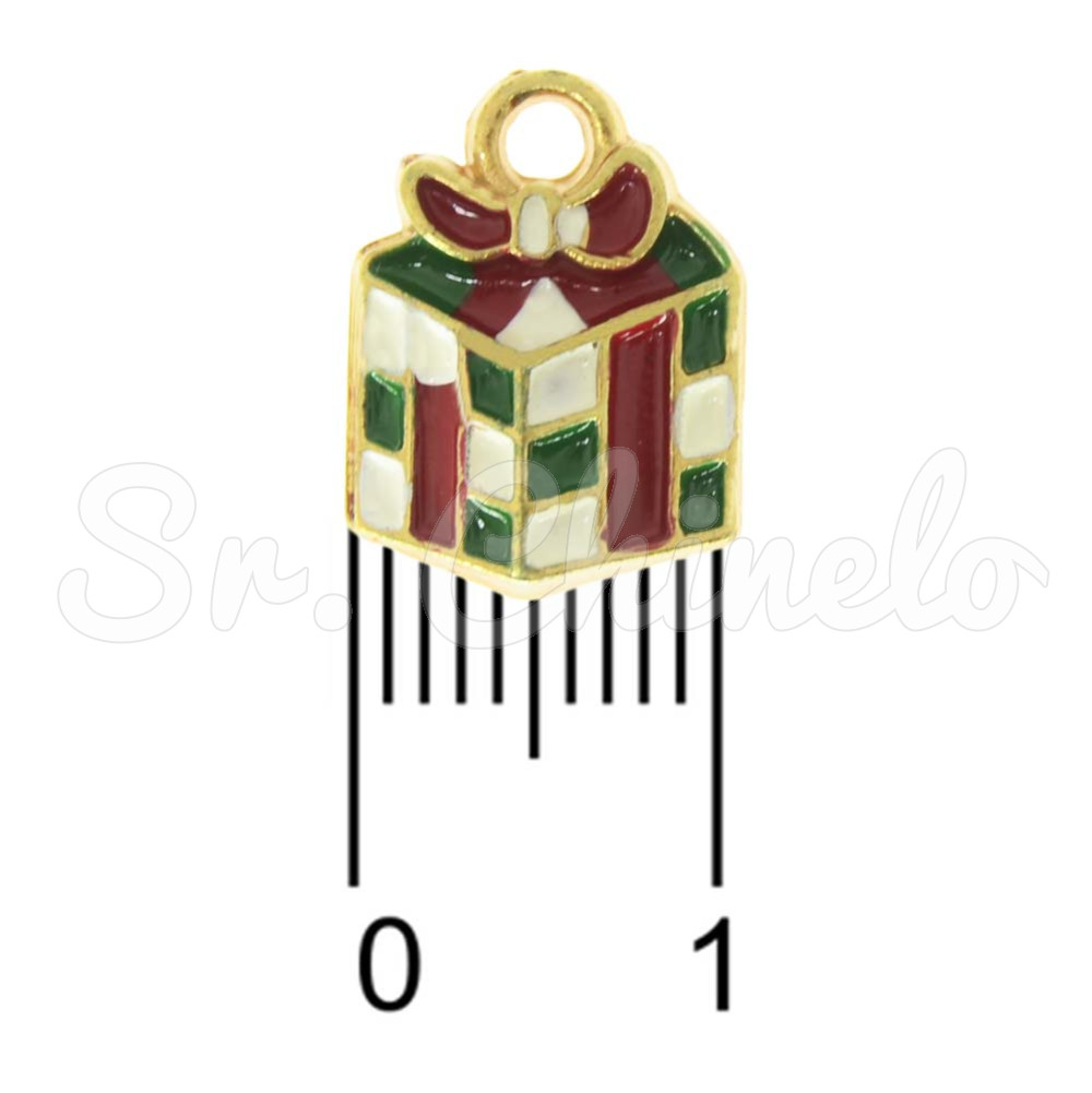 Pingente, Presente de Natal, Ouro, Branco/Vermelho/Verde