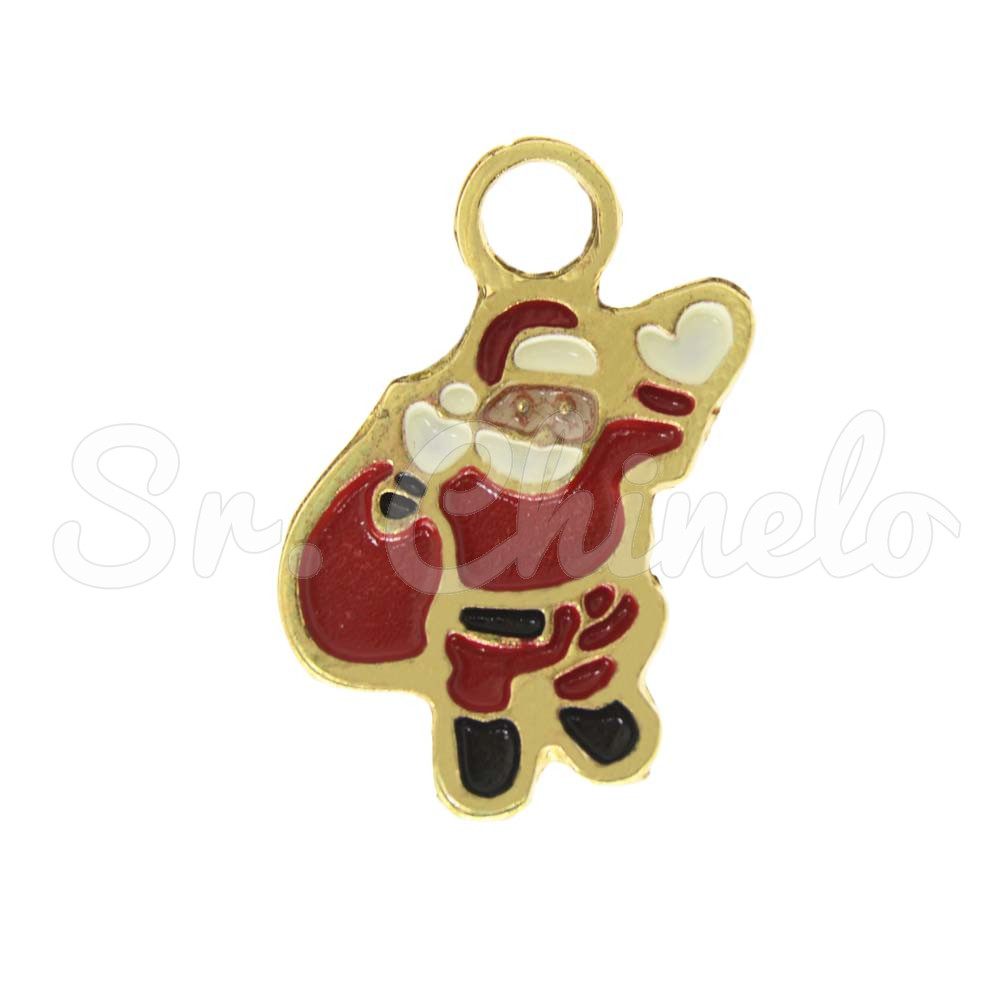 Pingente, Papai Noel, Ouro, Vermelho/Branco