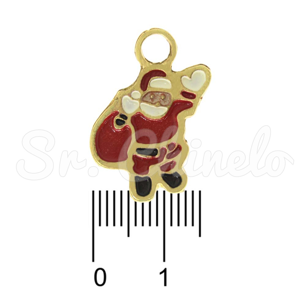 Pingente, Papai Noel, Ouro, Vermelho/Branco