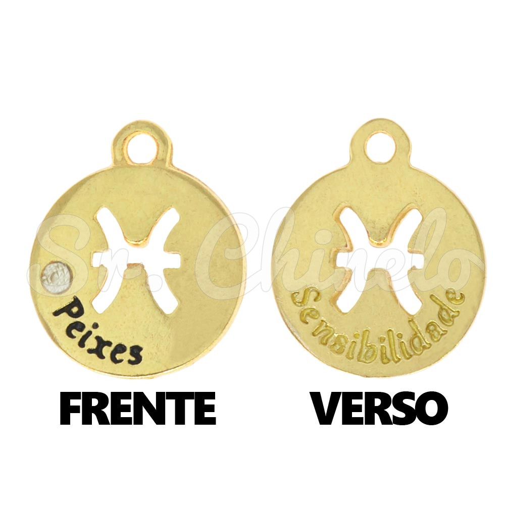 Pingente, Signo Peixes, Ouro