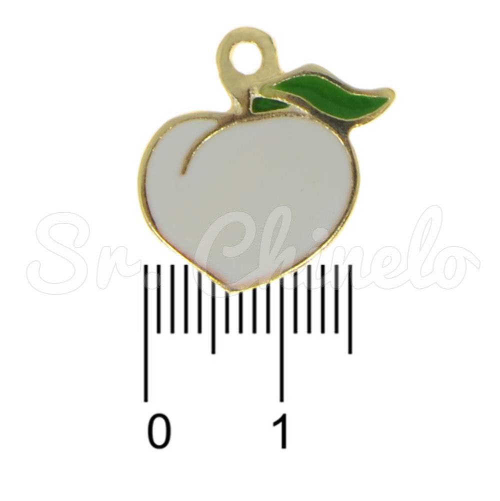 Pingente, Pêssego, Ouro, Branco/Verde