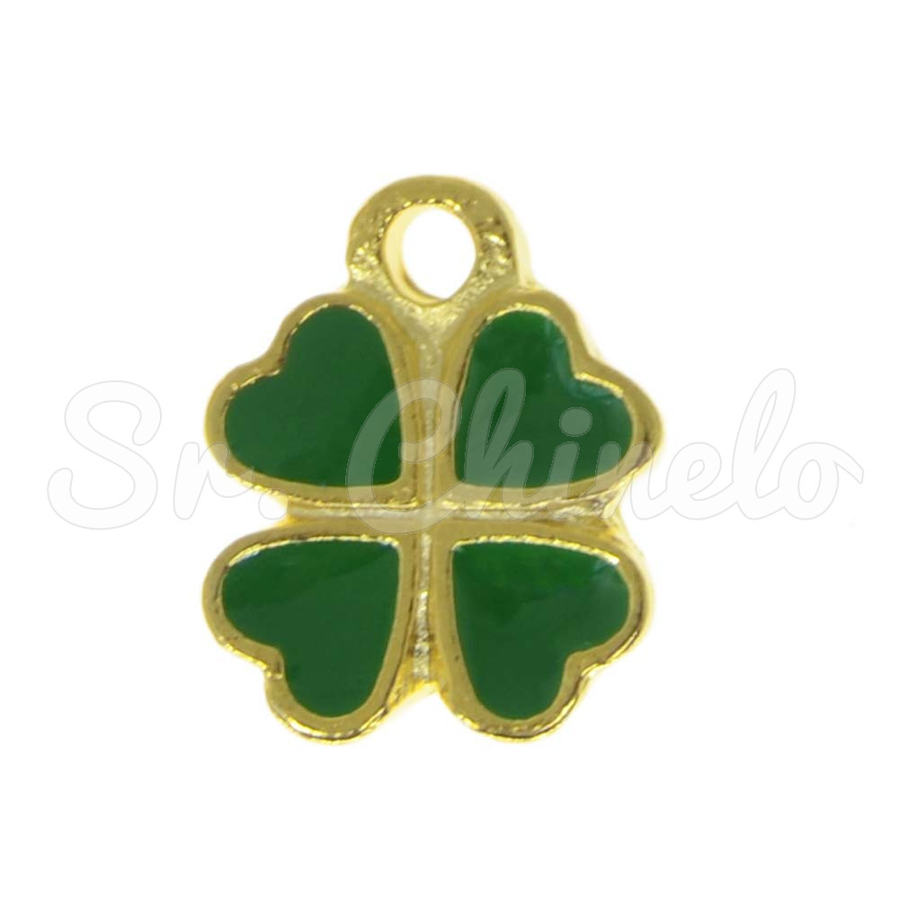 Pingente, Trevo, Ouro, Verde
