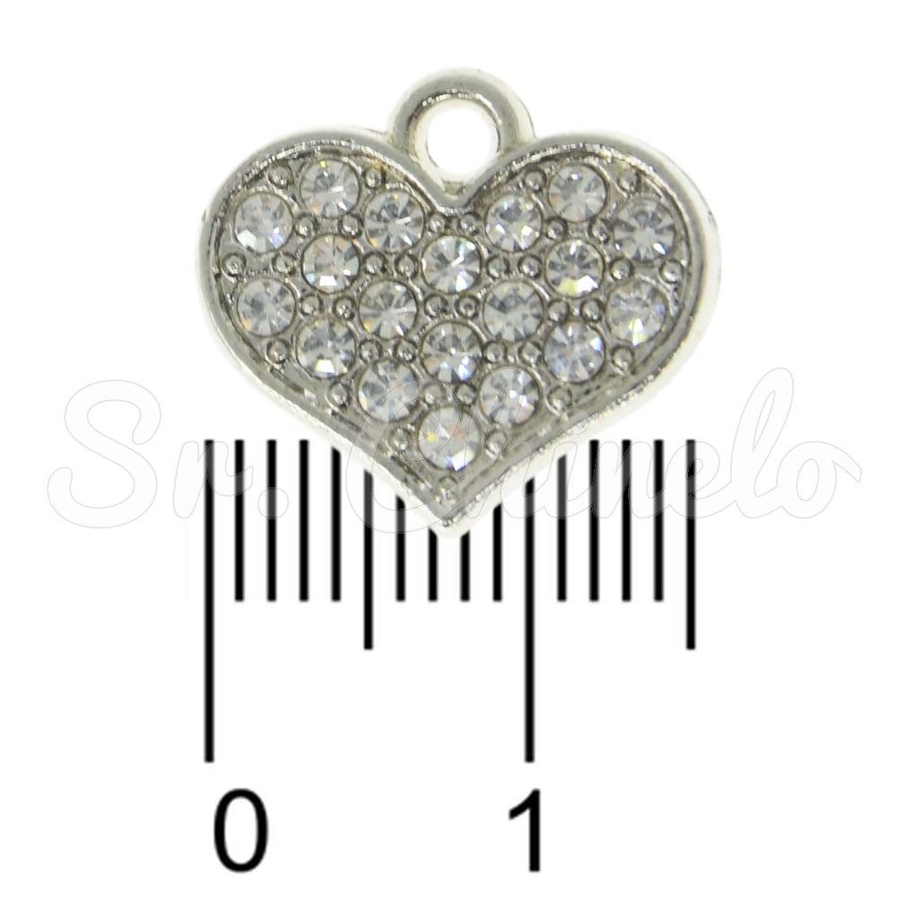 Pingente, Coração com Strass, Níquel/Cristal