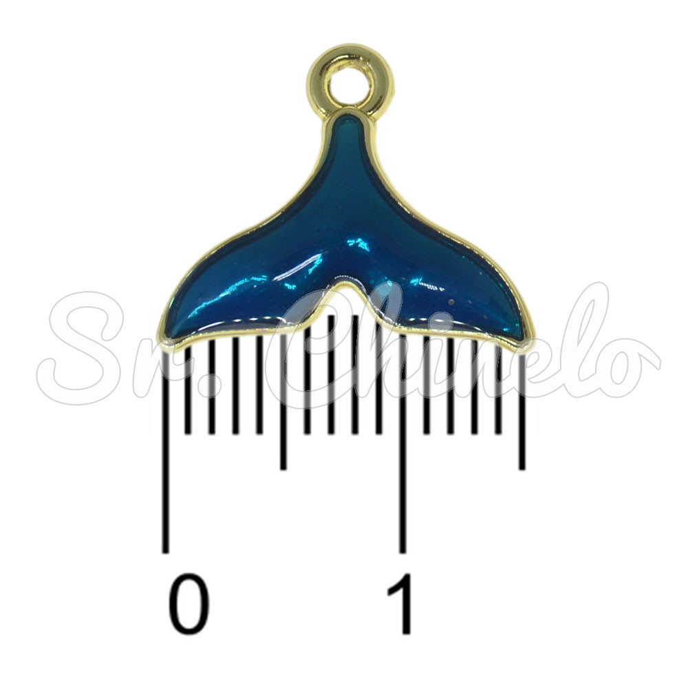 Pingente, Rabo de Sereia, Ouro/Azul Turquesa
