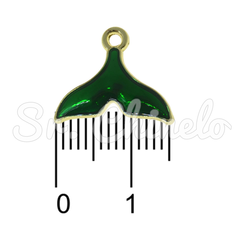 Pingente, Rabo de Sereia, Ouro/Verde