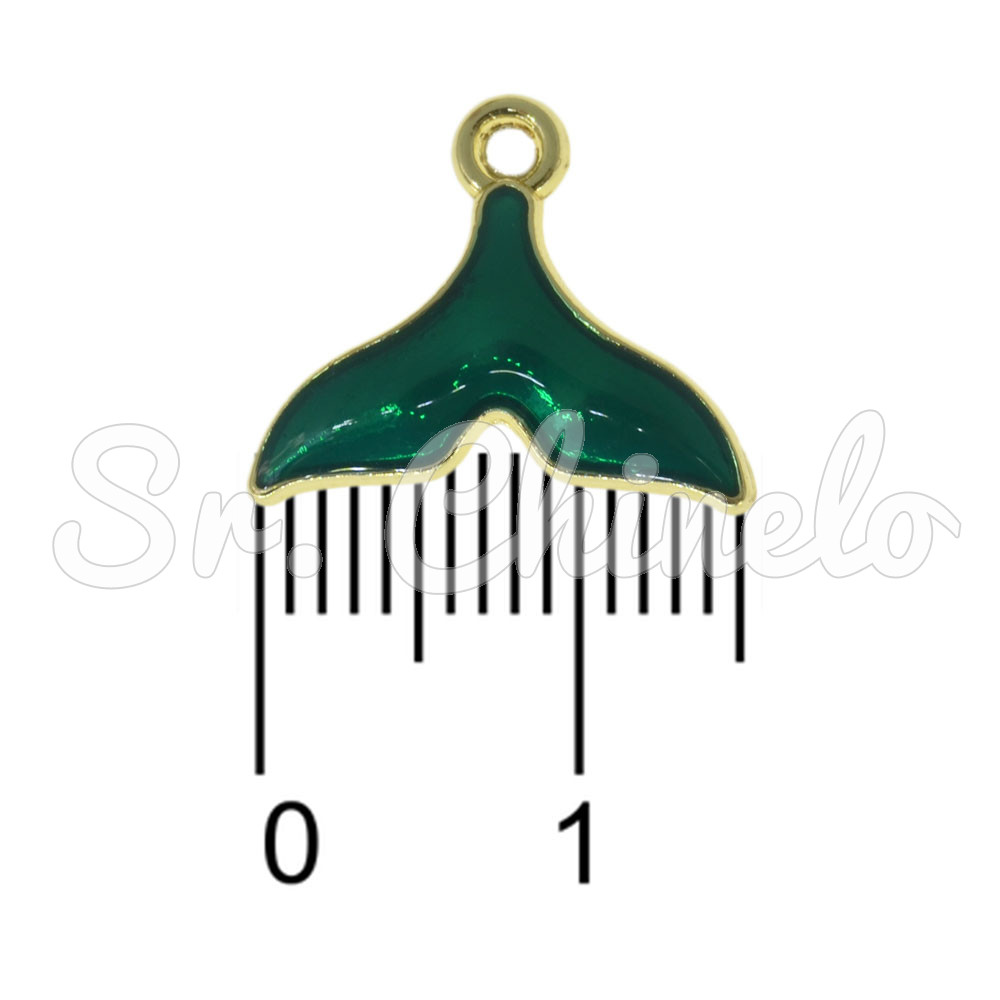 Pingente, Rabo de Sereia, Ouro/Verde Turquesa