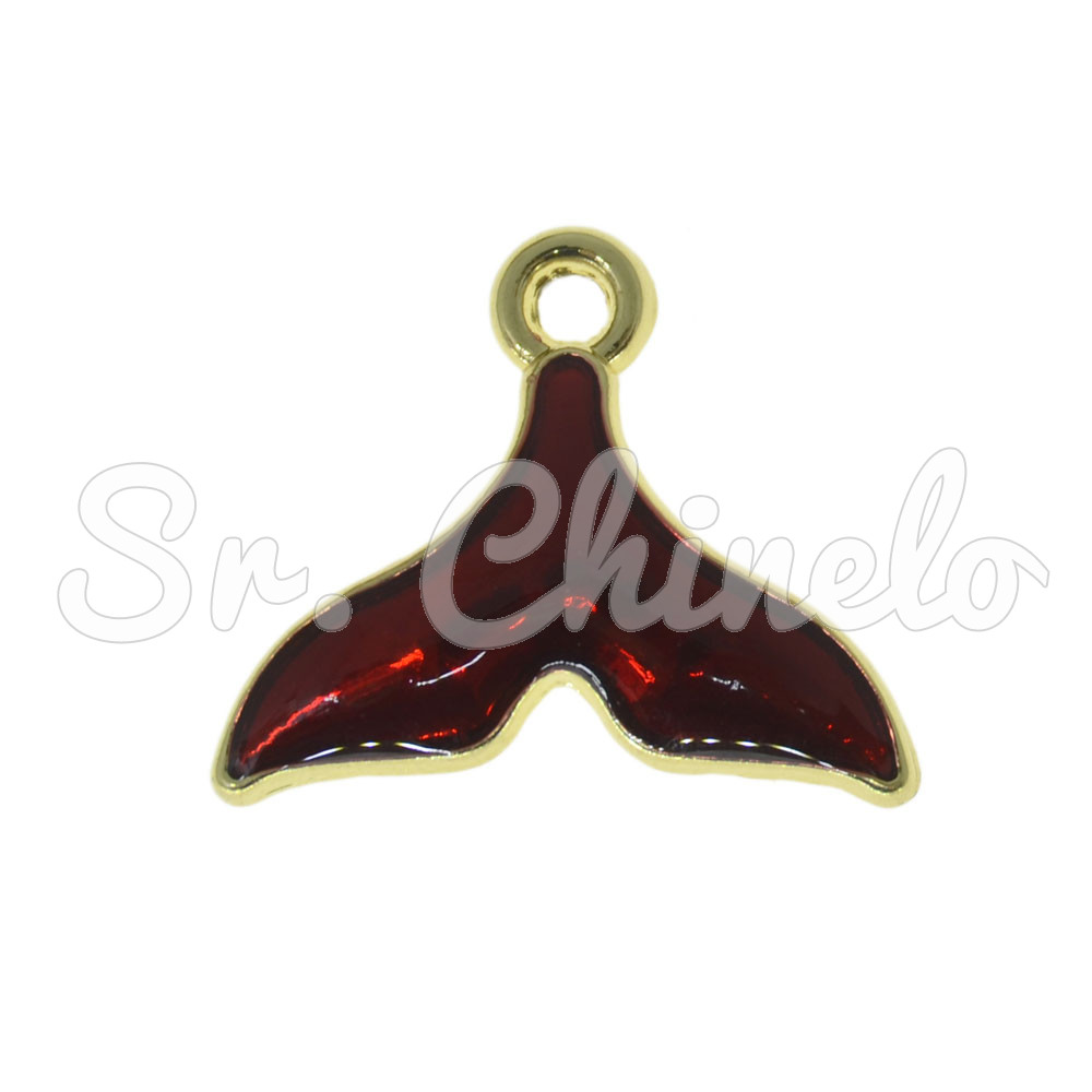 Pingente, Rabo de Sereia, Ouro/Vermelho