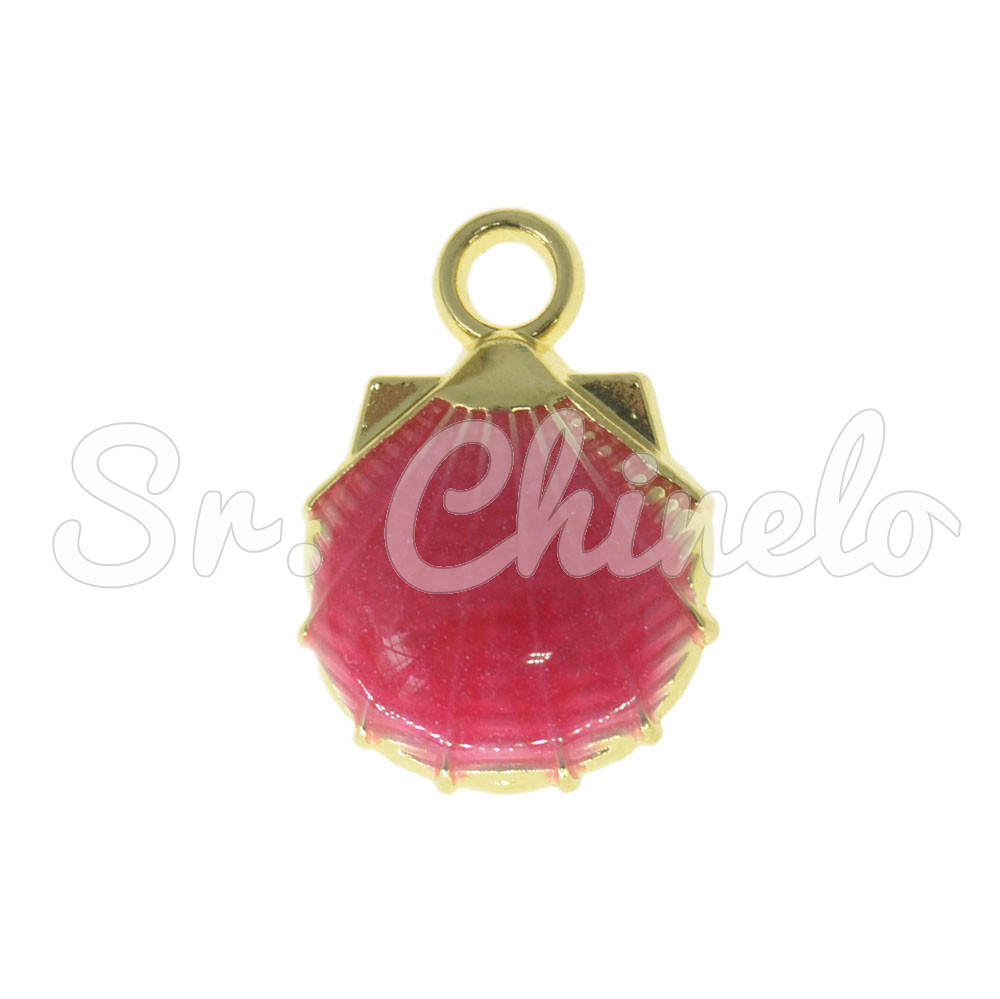 Pingente, Concha, Ouro/Rosa Choque