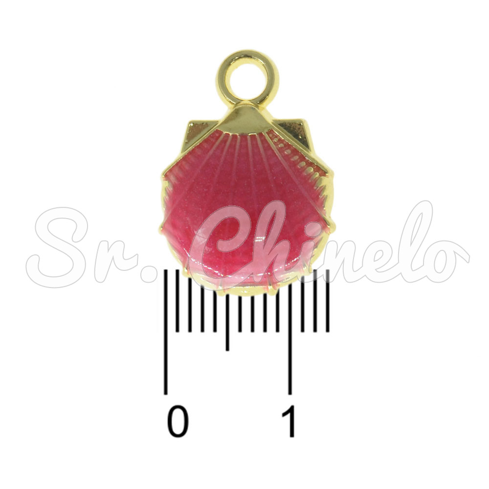 Pingente, Concha, Ouro/Rosa Choque