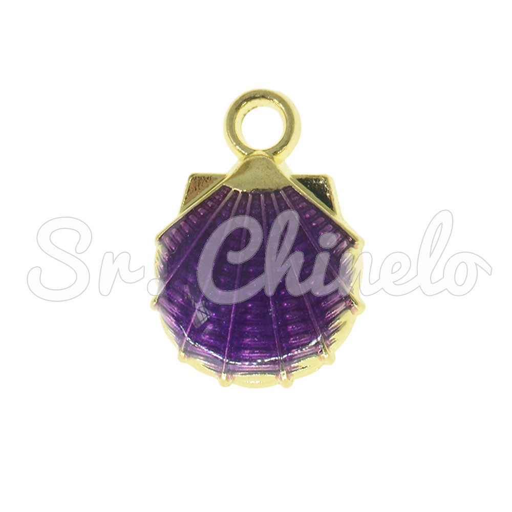 Pingente, Concha, Ouro/Roxo