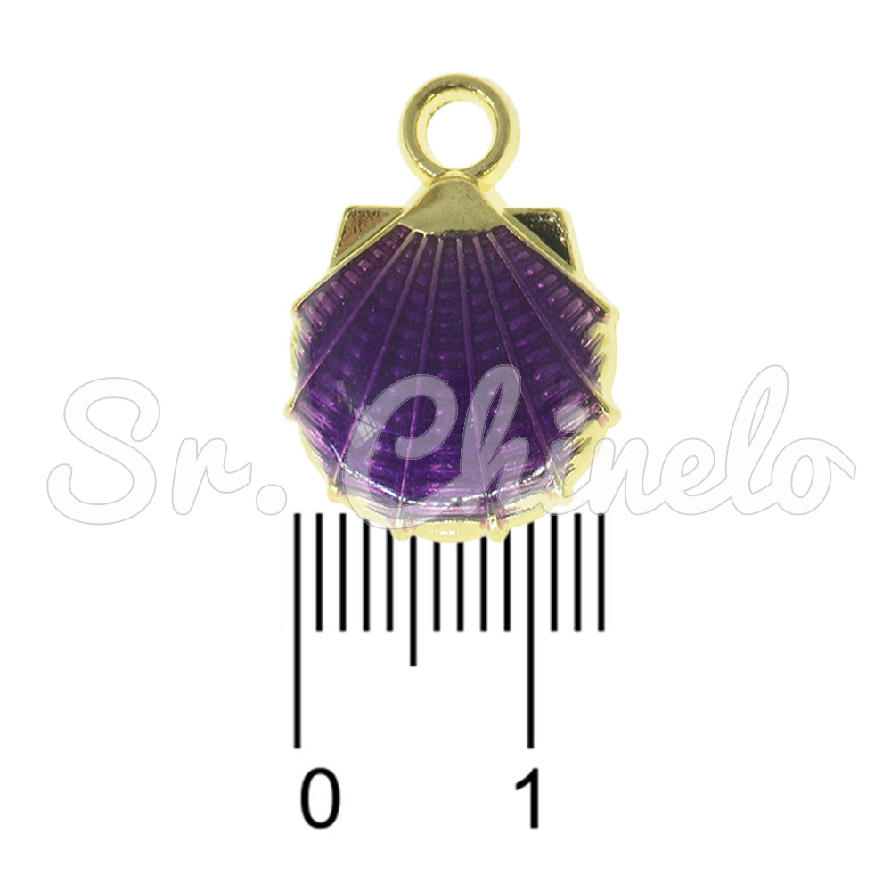 Pingente, Concha, Ouro/Roxo