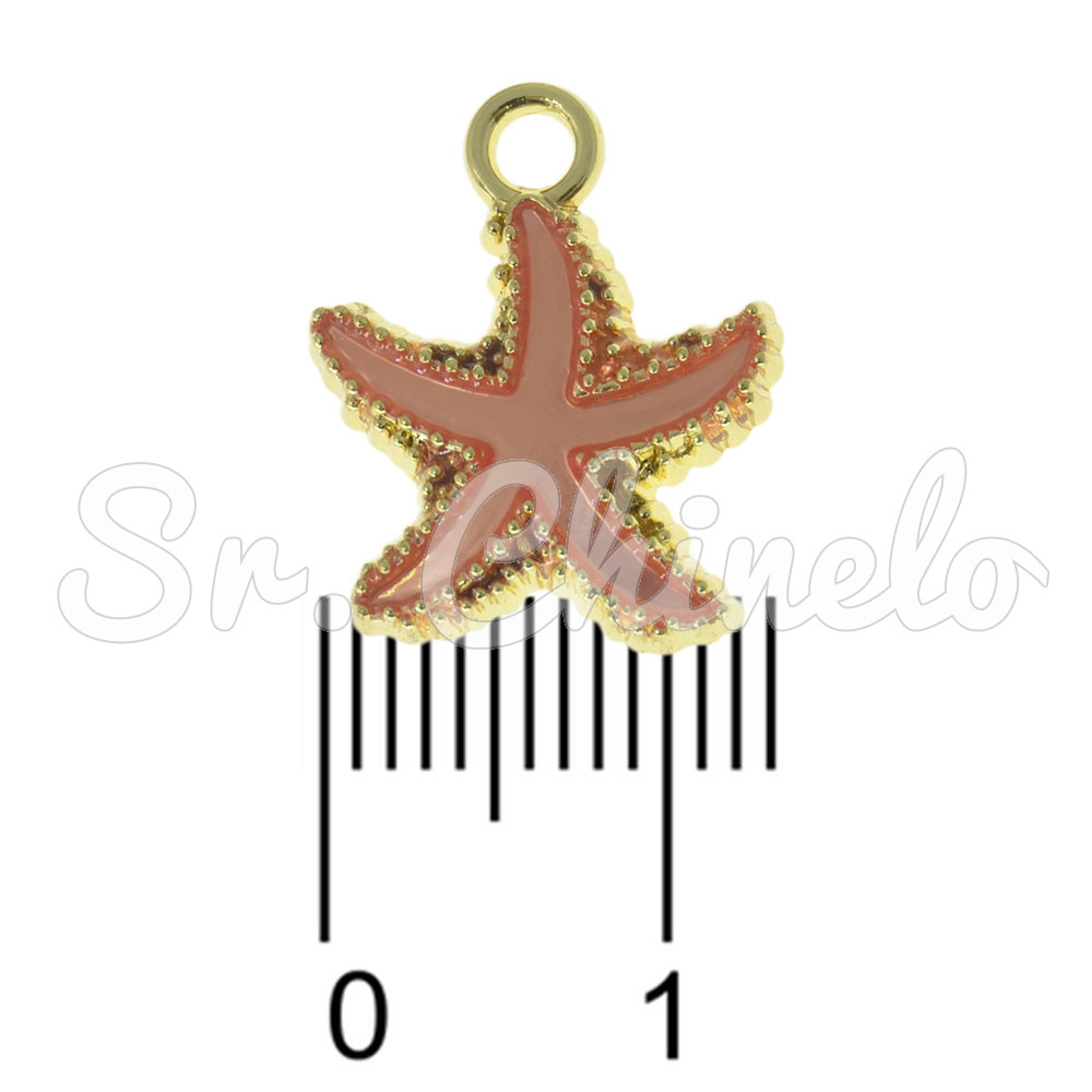 Pingente, Estrela do Mar, Ouro/Rosa Salmão