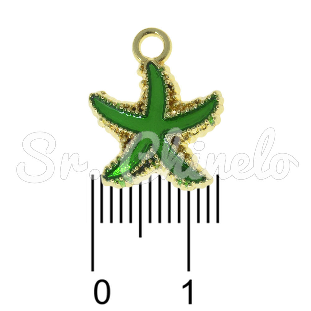 Pingente, Estrela do Mar, Ouro/Verde