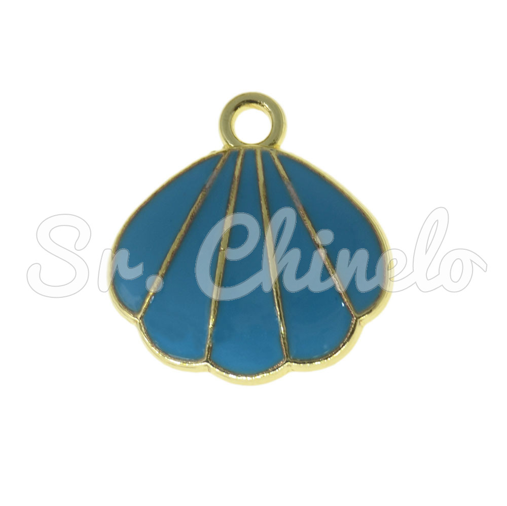 Pingente, Concha, Ouro/Azul