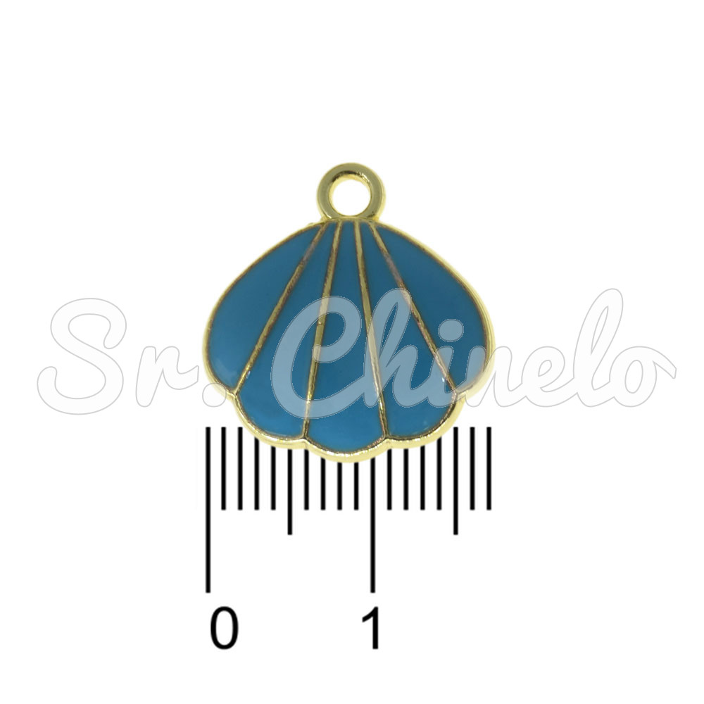 Pingente, Concha, Ouro/Azul