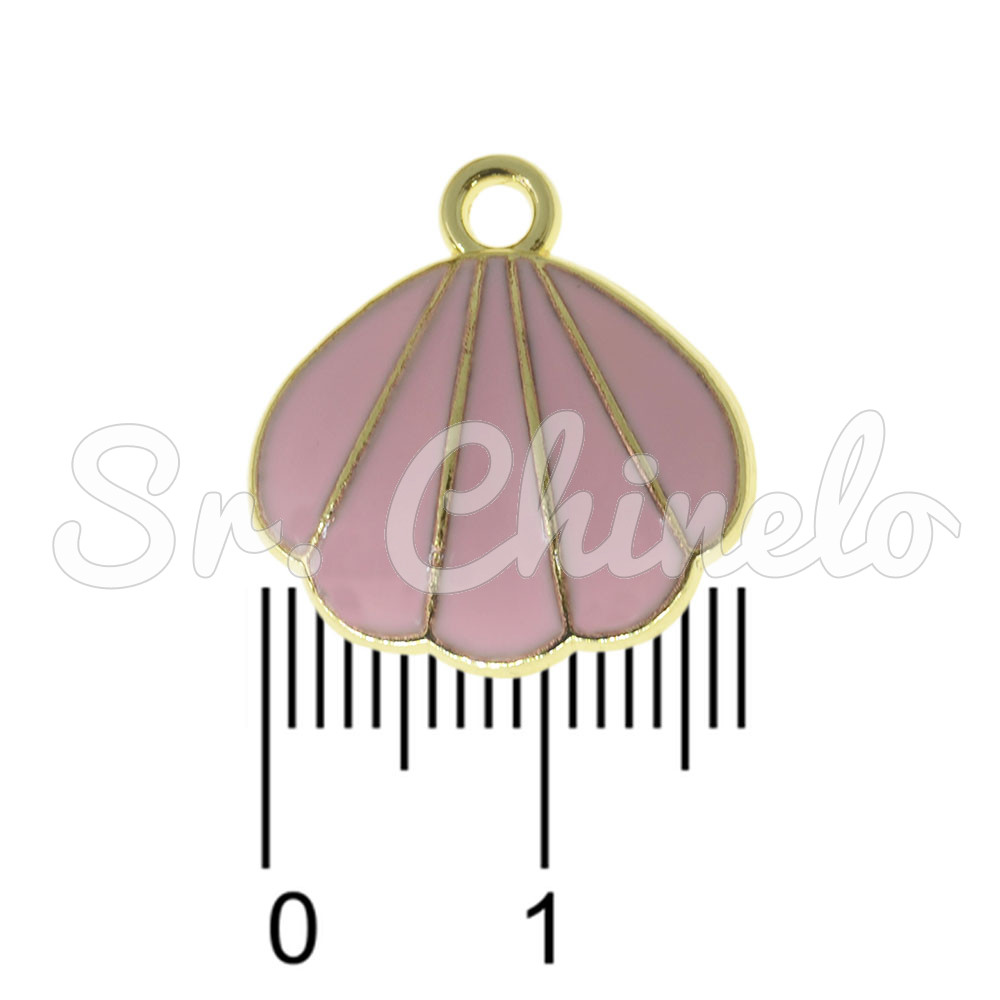 Pingente, Concha, Ouro/Rosa Claro