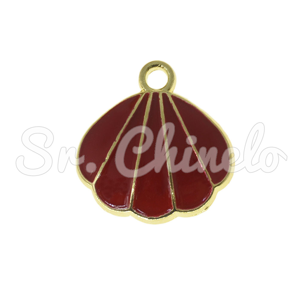 Pingente, Concha, Ouro/Vermelho