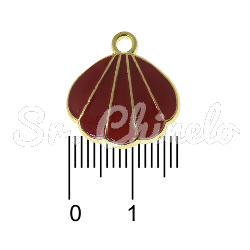 Pingente, Concha, Ouro/Vermelho