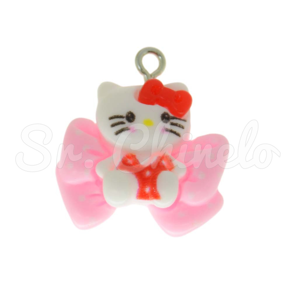 Pingente, Resina, Hello Kitty, Branco/Vermelho