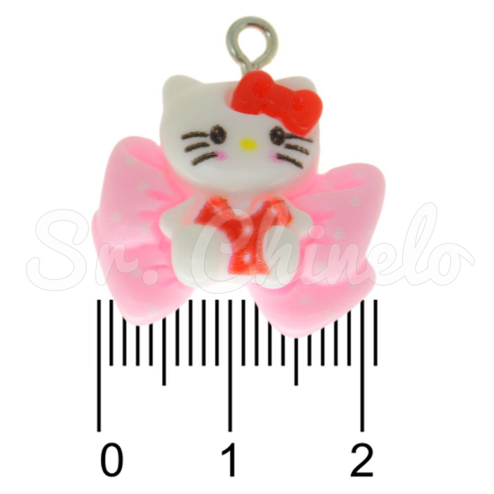 Pingente, Resina, Hello Kitty, Branco/Vermelho