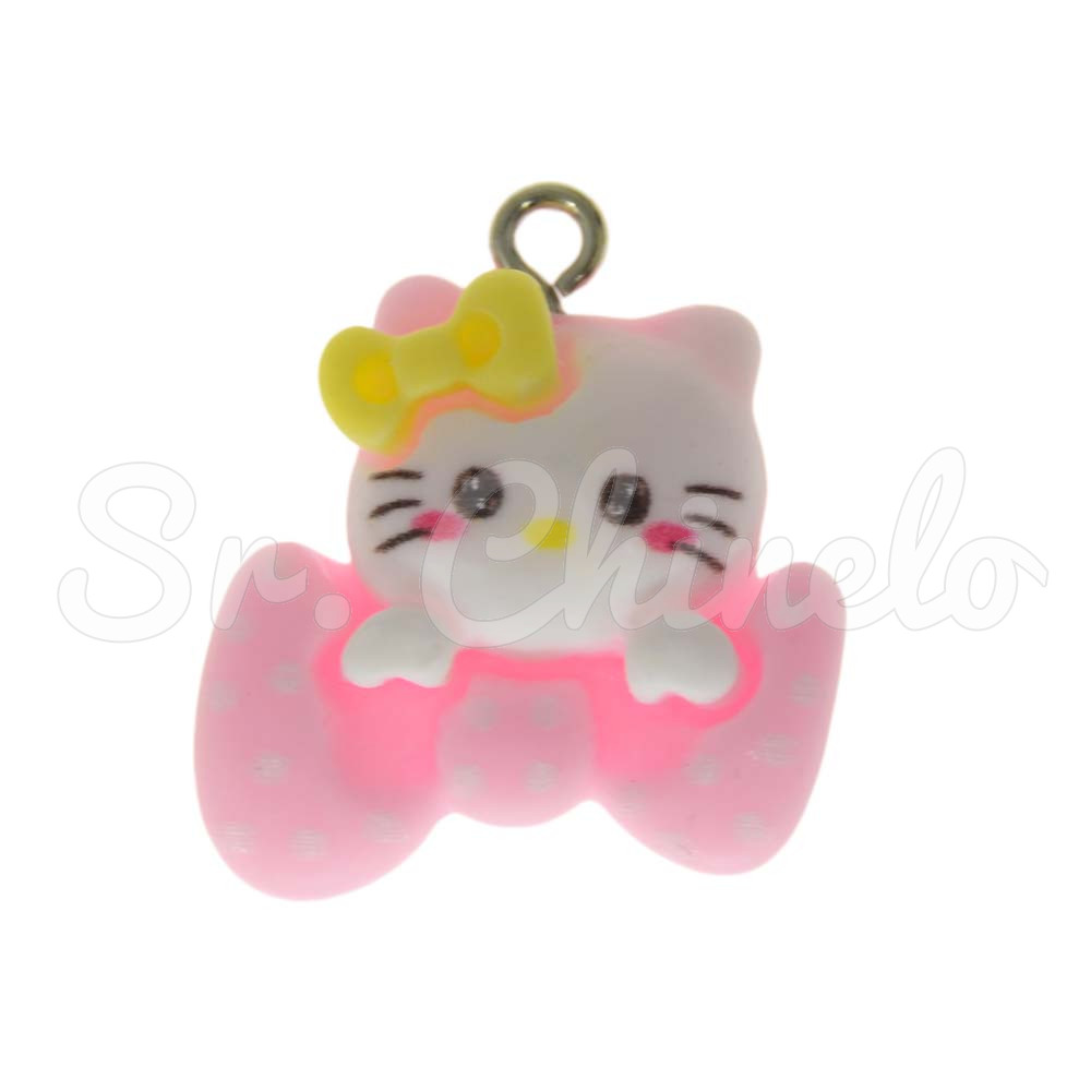 Pingente, Resina, Hello Kitty, Branco/Amarelo