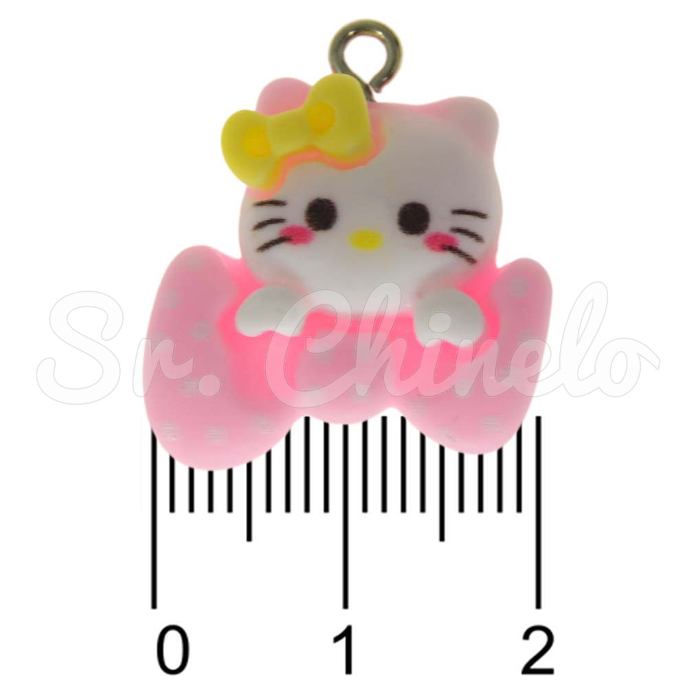 Pingente, Resina, Hello Kitty, Branco/Amarelo
