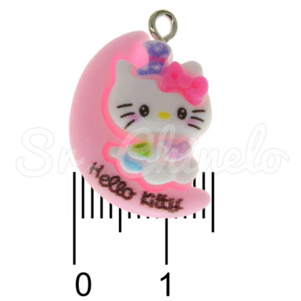Pingente, Resina, Hello Kitty, Branco/Rosa