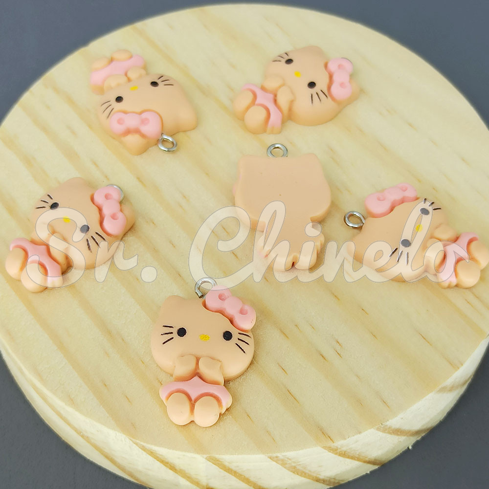 Pingente, Resina, Hello Kitty, Bege