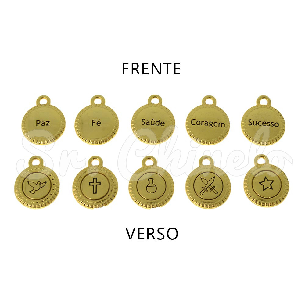 Kit Pingente, Medalhas Desejos, Ouro