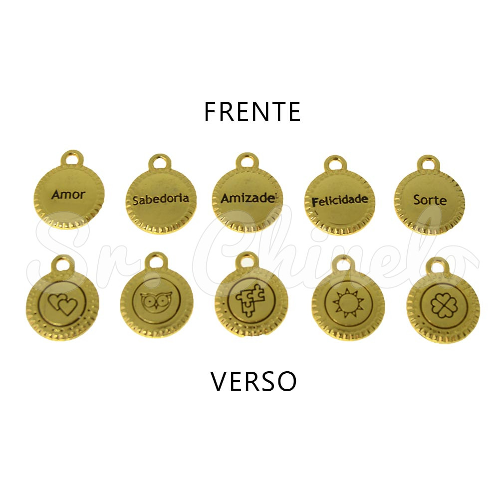 Kit Pingente, Medalhas Desejos, Ouro