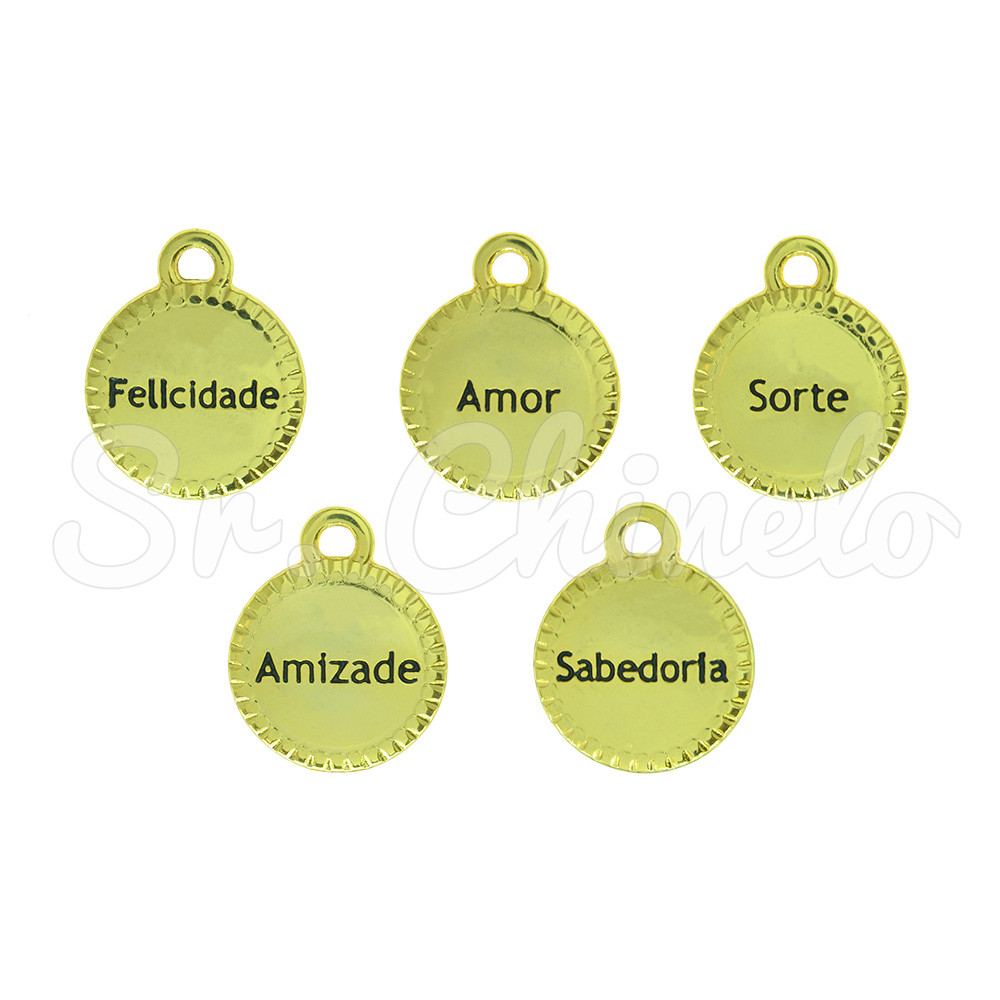 Kit Pingente, Medalhas Desejos, Ouro
