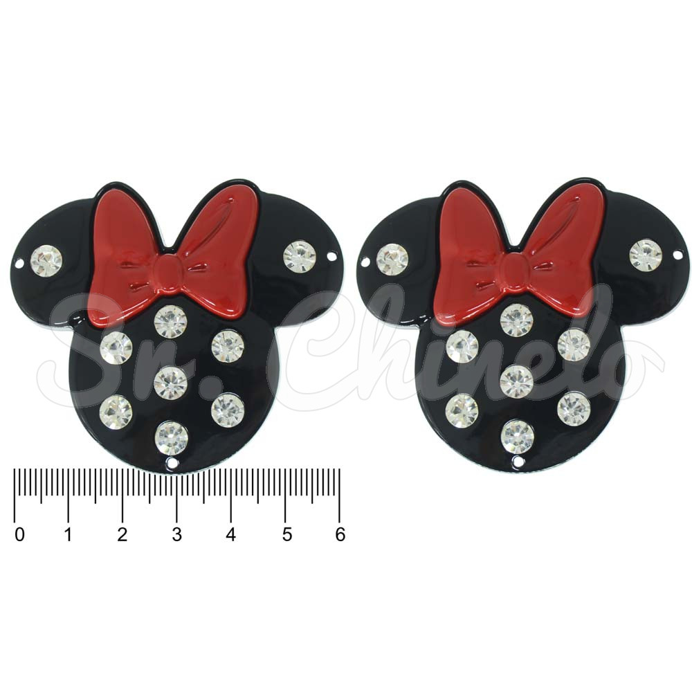 Piercing de Passantes, Minnie, Strass Cristal, Preto/Vermelho