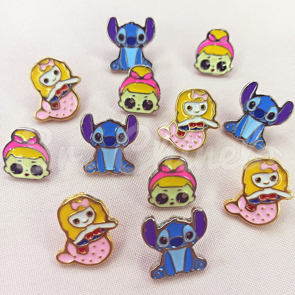 Piercing de Rebite, Stitch, Azul/Azul Claro/Roxo