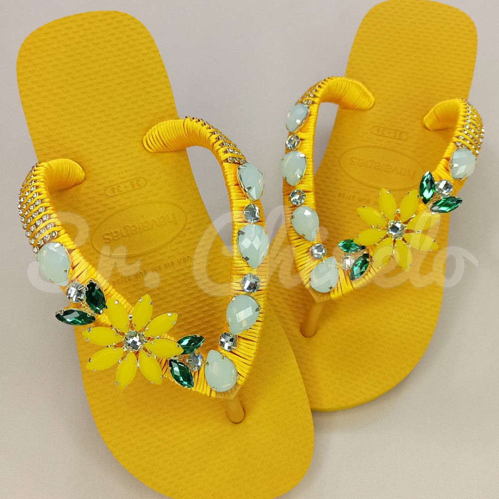 Cabedal Daisy, Banhado, Rebite, Branco Opal/Amarelo Fosco