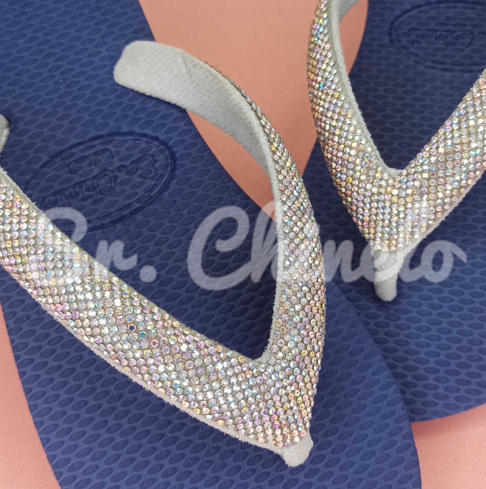 Cabedal Paulina, Tecido com Strass, Formato em V, Pronto para Aplicação em Solas, Branco/Furtacor