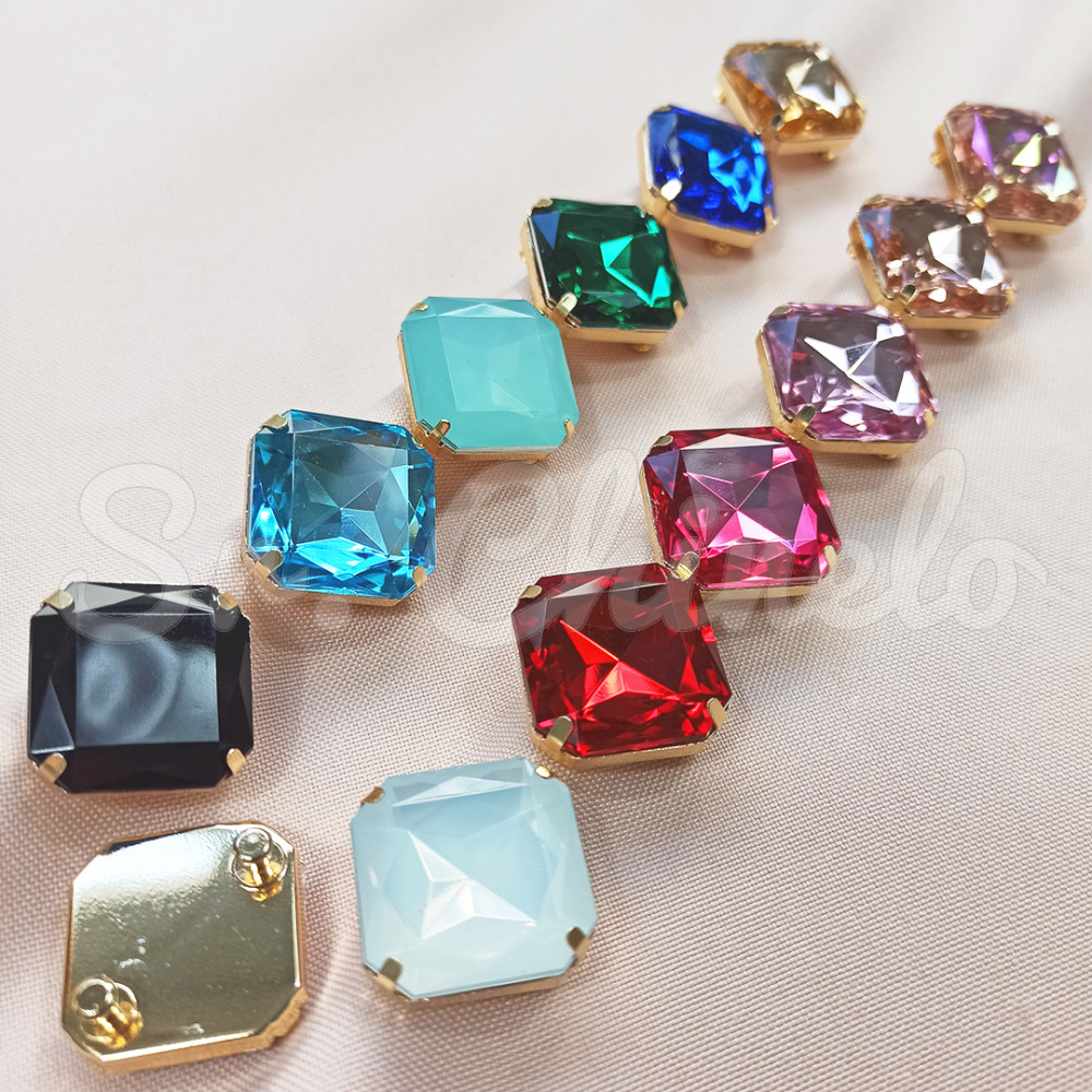 Piercing de Rebite, Quadrado, Rosa Vintage