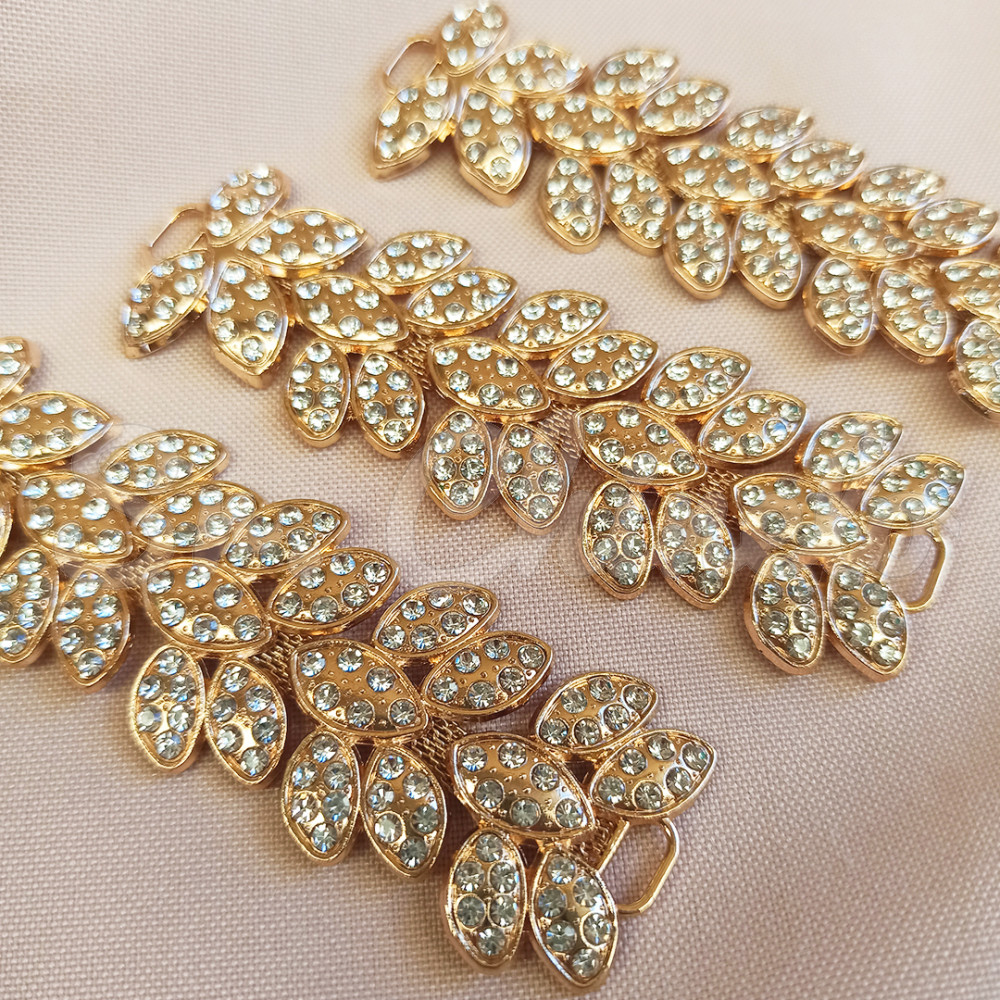 Cabedal Folhas, Passante, Ouro/Cristal