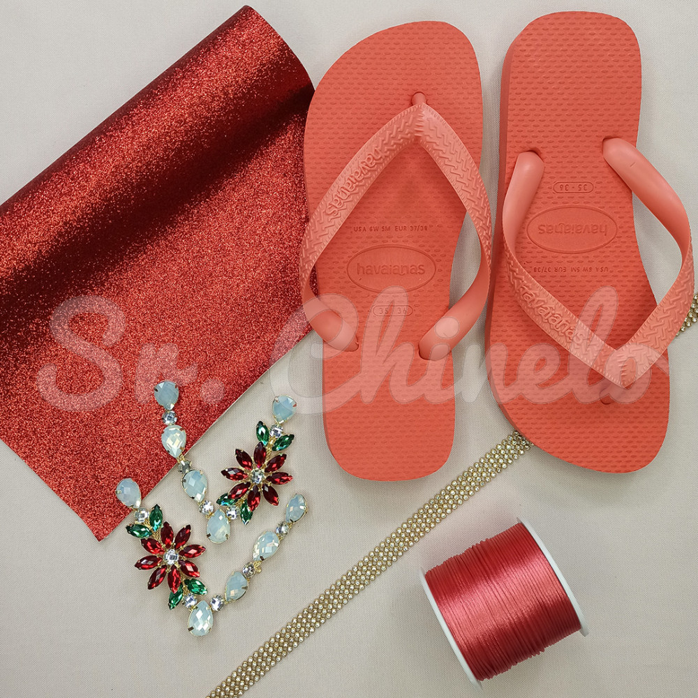 Cabedal Daisy, Banhado, Rebite, Branco Opal/Vermelho