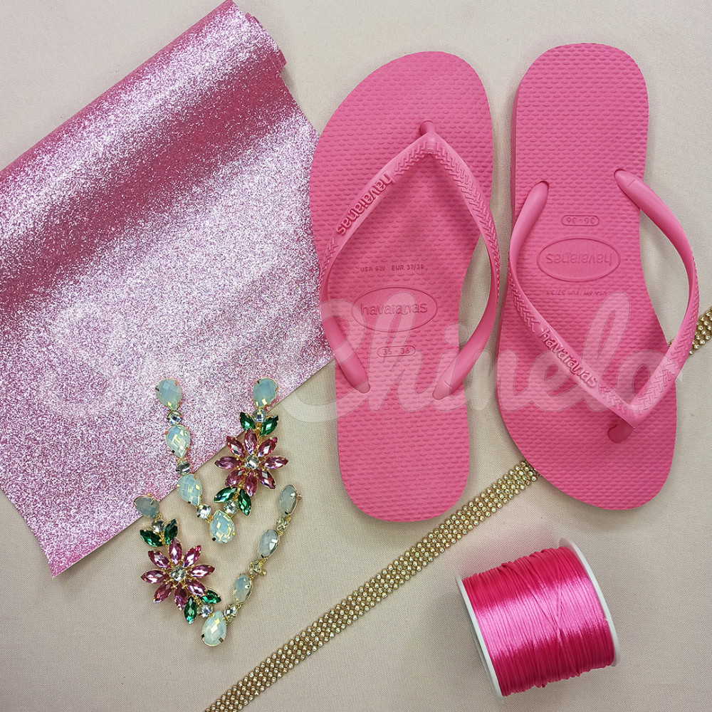 Cabedal Daisy, Banhado, Rebite, Branco Opal/Rosa Claro