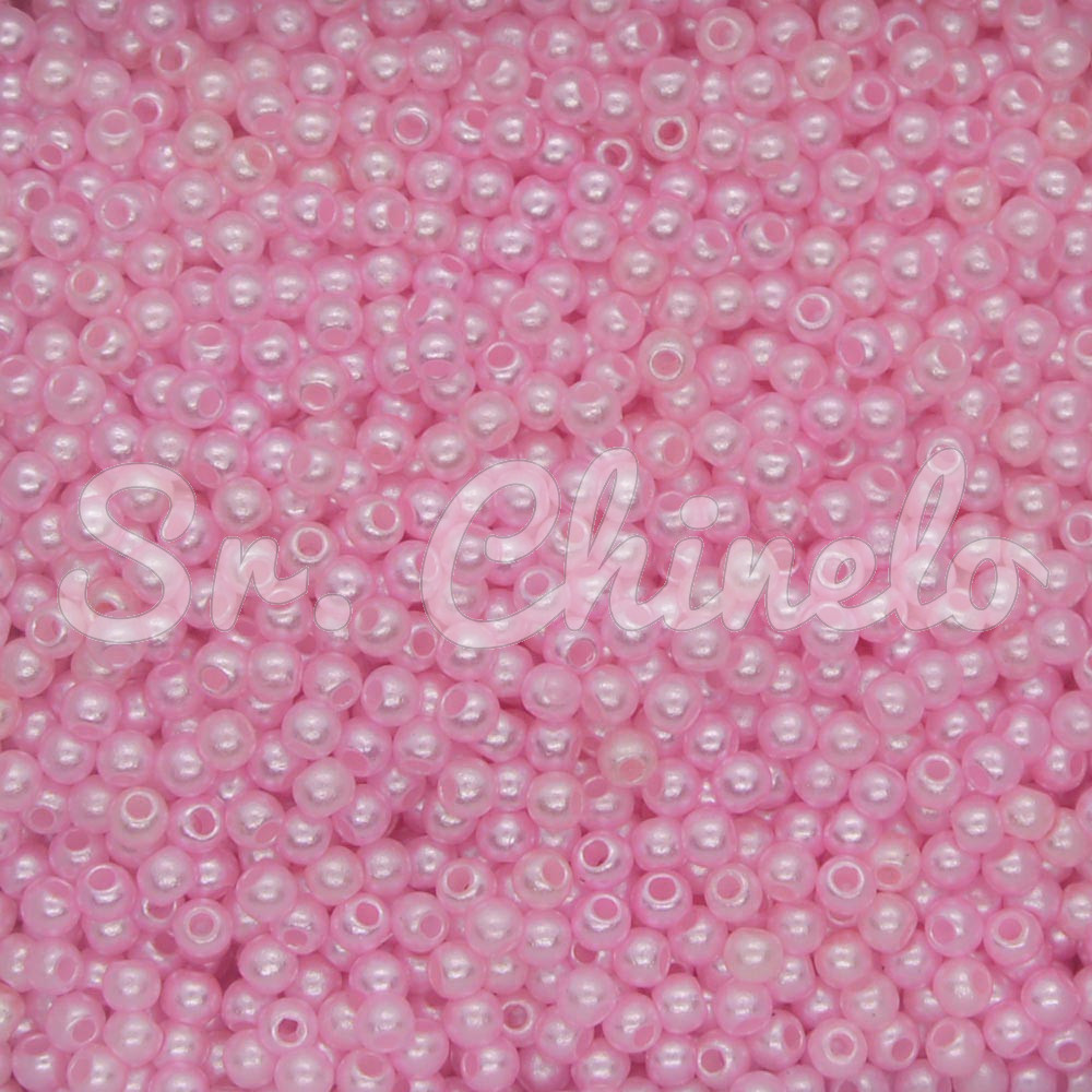 Pérola ABS, 03mm, Rosa Bebê