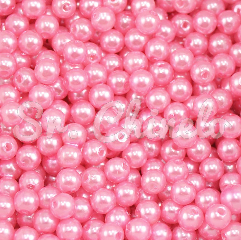 Pérola ABS, 06mm, Rosa Claro