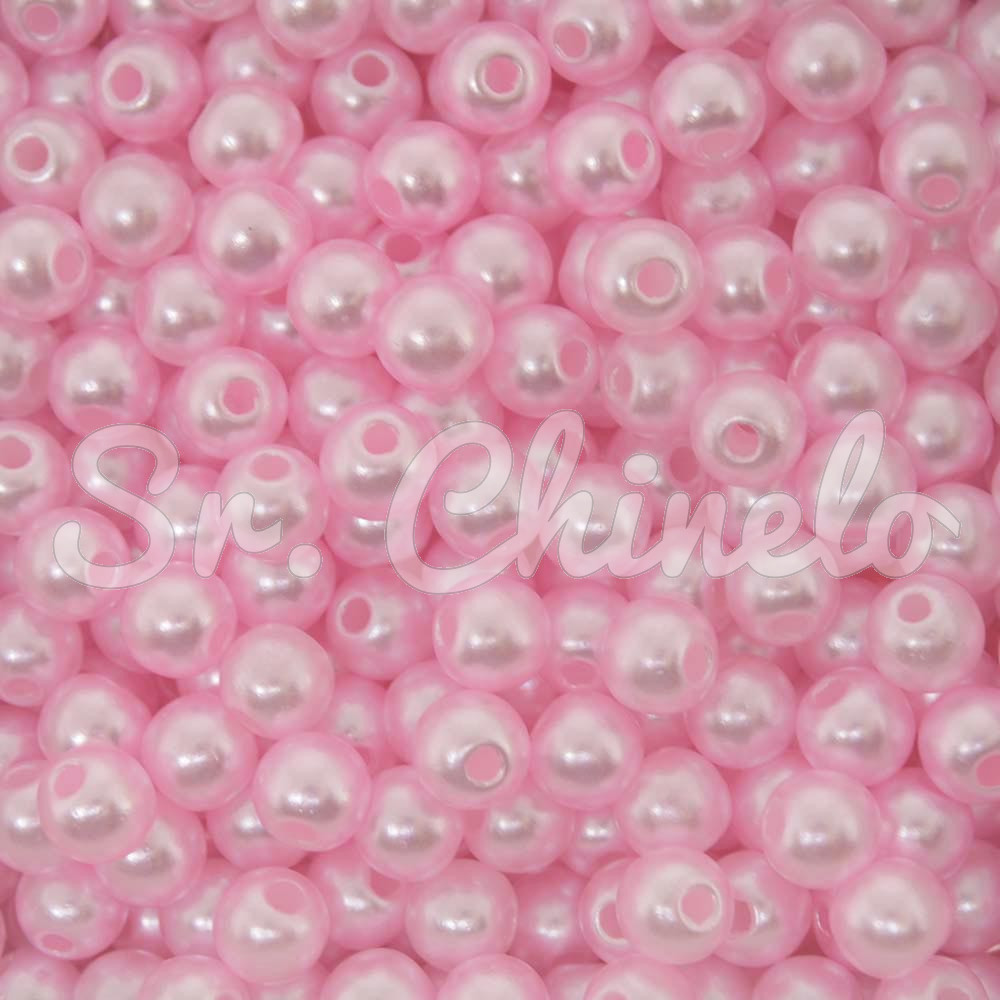 Pérola ABS, 06mm, Rosa Bebê