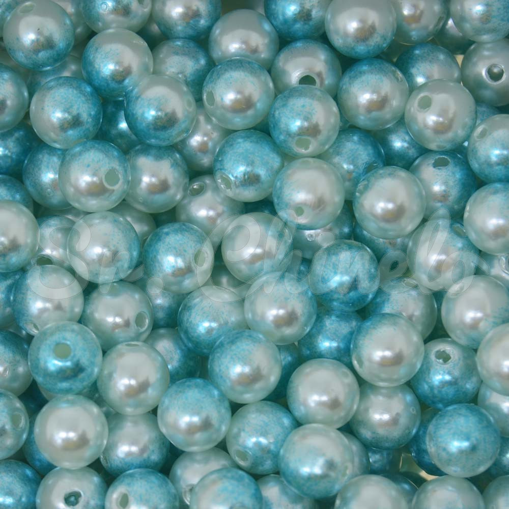 Pérola ABS, 08mm, Azul Mesclado