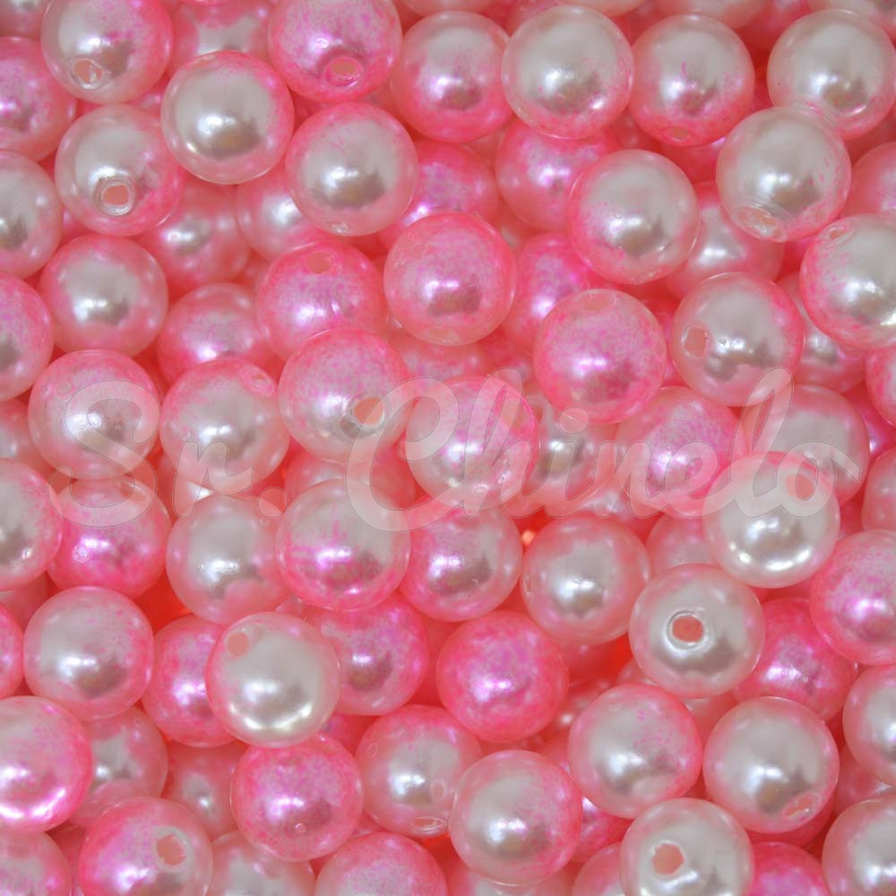 Pérola ABS, 08mm, Rosa Mesclado