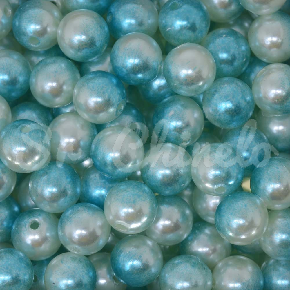 Pérola ABS, 10mm, Azul Mesclado
